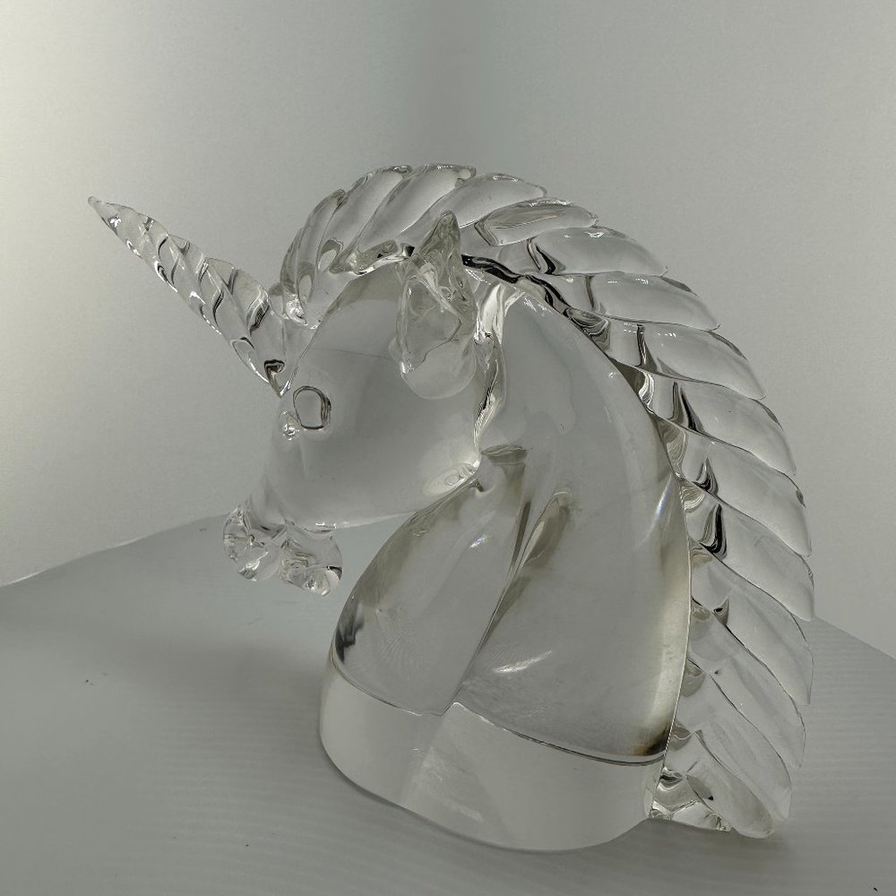 Cartier French Crystal Unicorn Bust, 5"x8", Signed